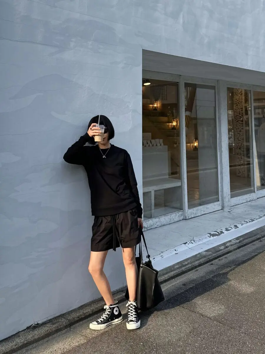 Chic Black Ensemble Featuring Converse Sneakers