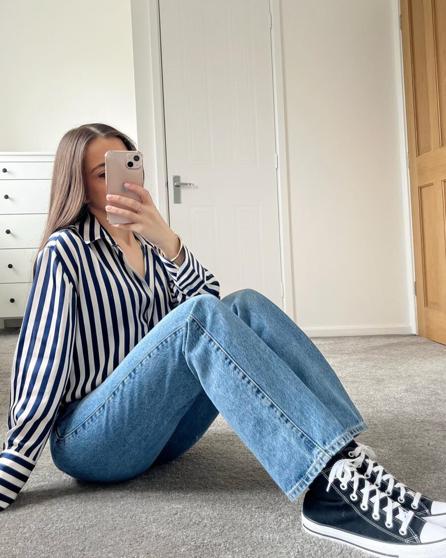Effortless chic with stripes and Converse shoes