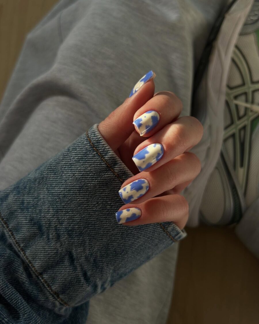 Chic Cow Print with a Blue Twist