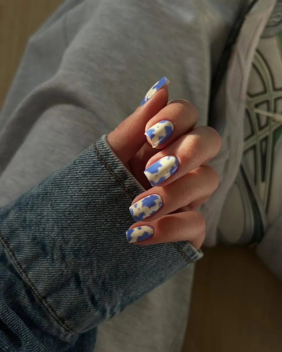 Chic Cow Print with a Blue Twist