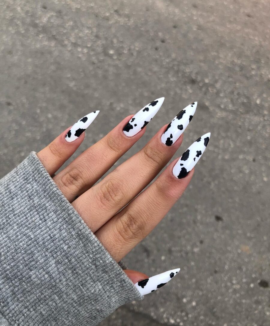Stylish Cow Print Stiletto Nail Design