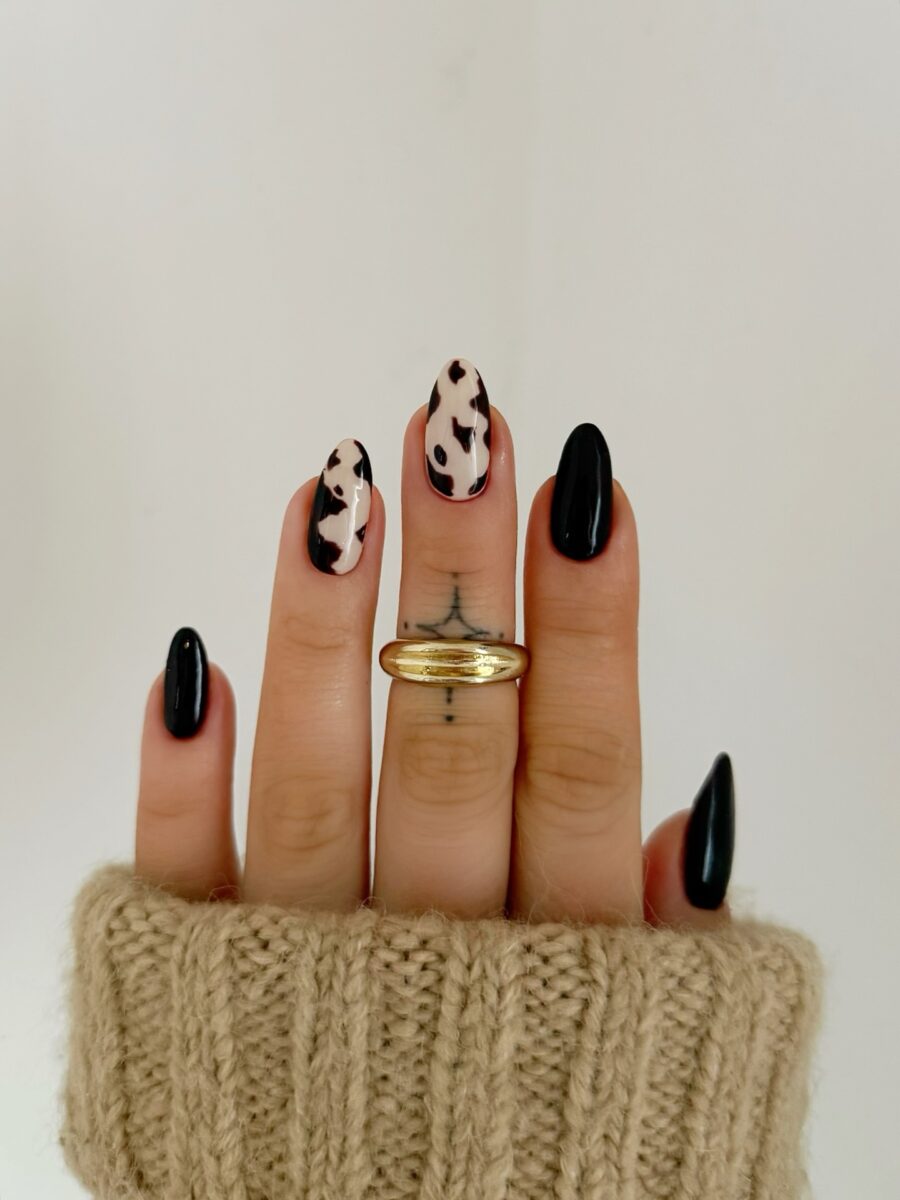 Chic Cow Print Nail Art Design