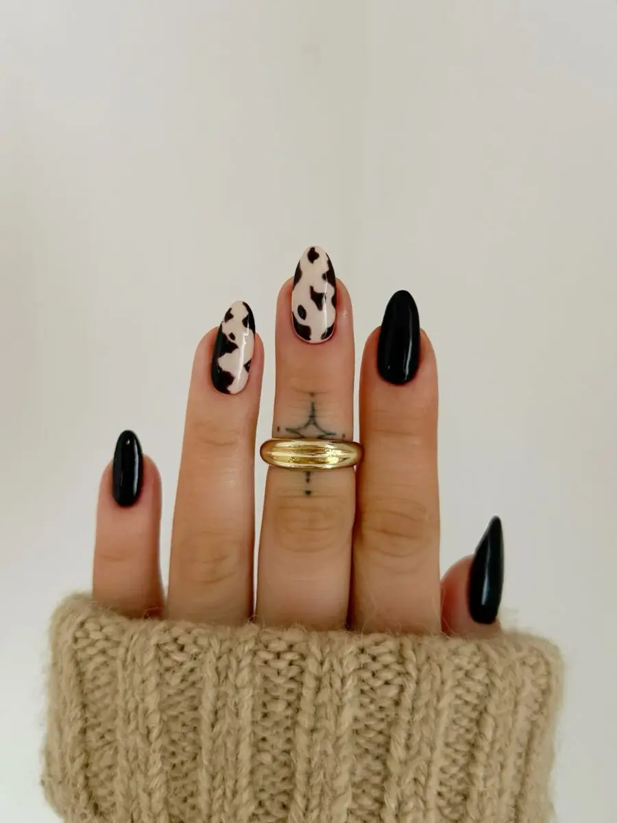 Chic Cow Print Nail Art Design