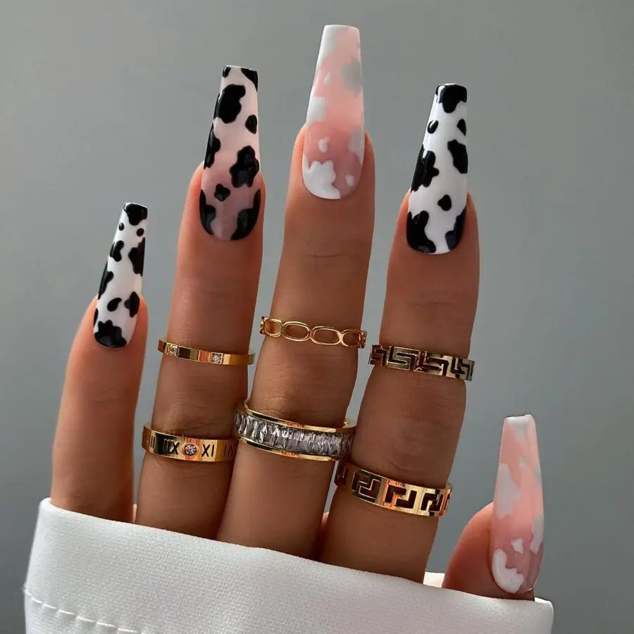 Chic Cow Print Nails for Fashion Lovers