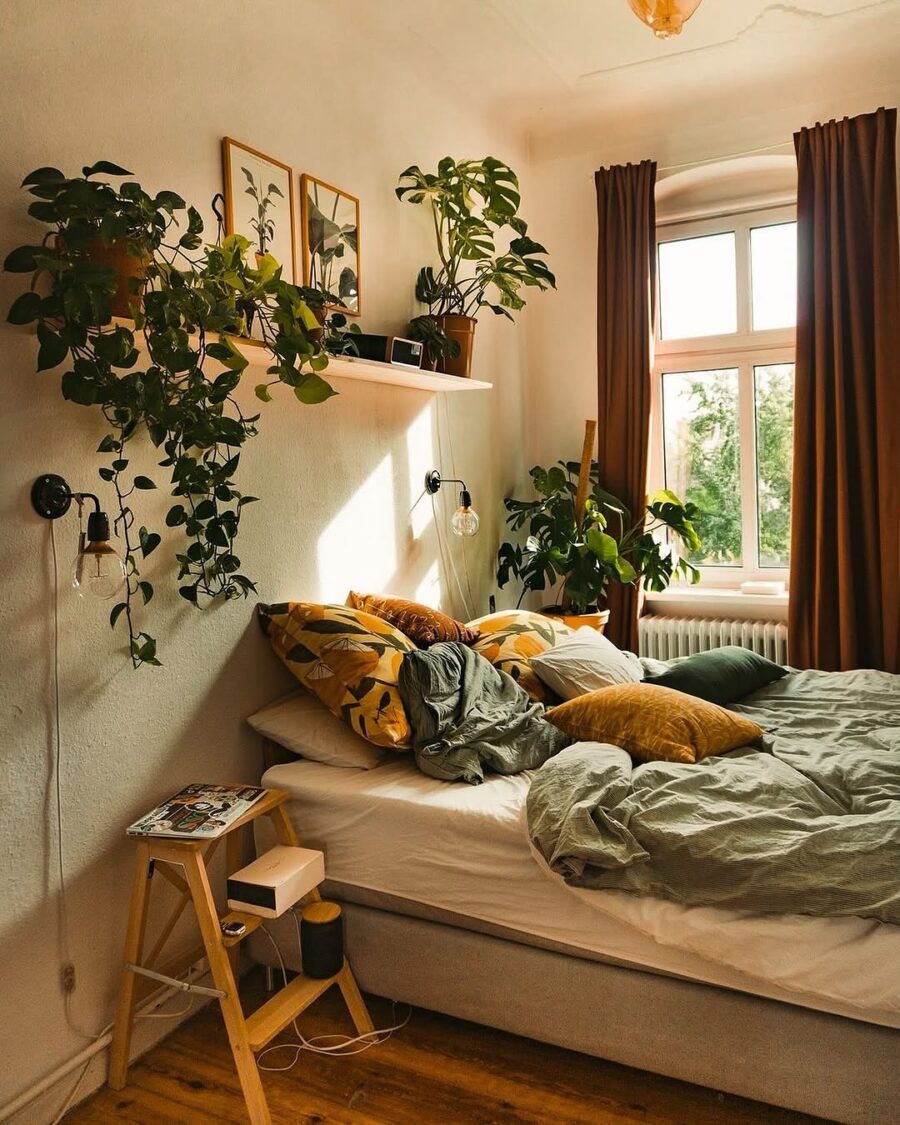 A cozy nook filled with lush greenery.