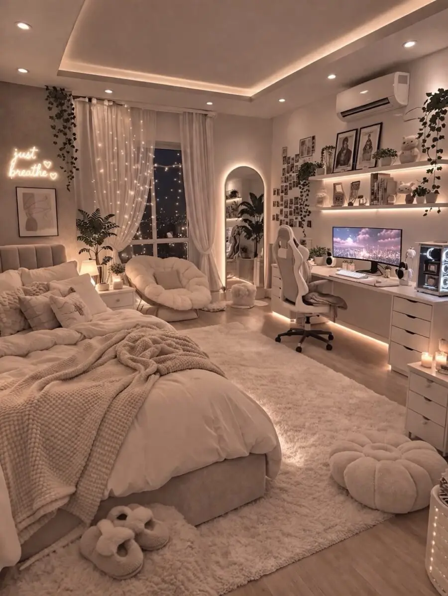 Modern Cozy Bedroom with Warm Lighting