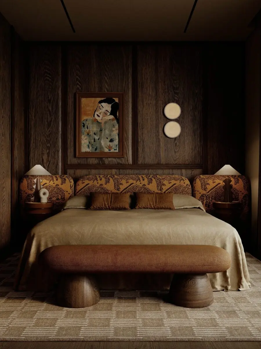 Elegant wooden accents with artistic flair