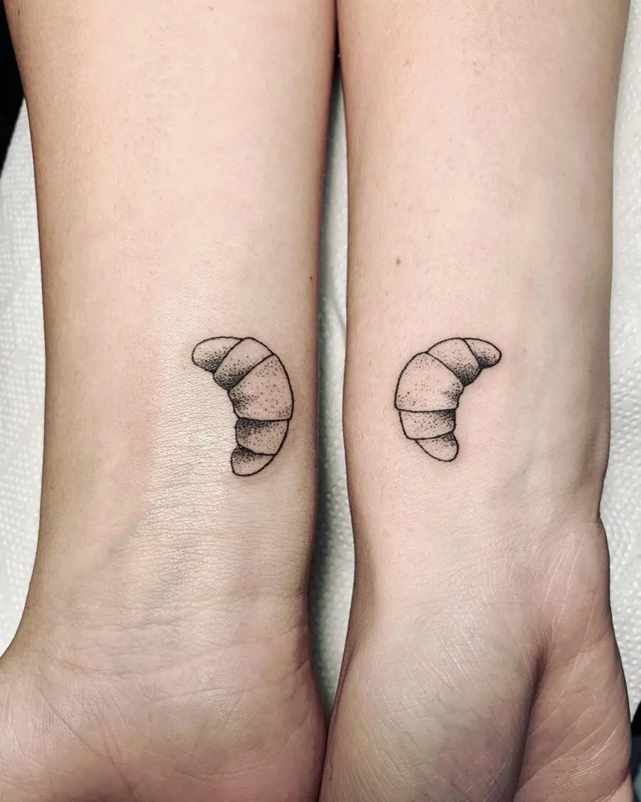 Cute Croissant Ink Designs on the Arms