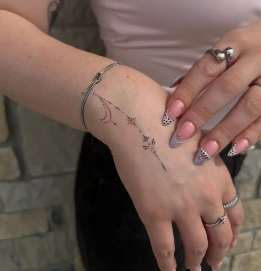 Elegant celestial designs on delicate skin