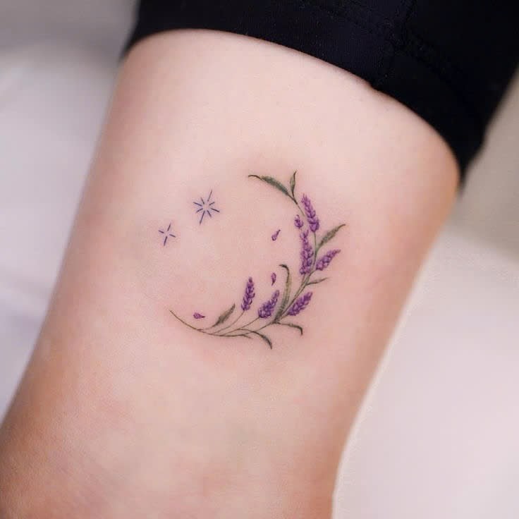 Charming lavender tattoo with whimsical elements