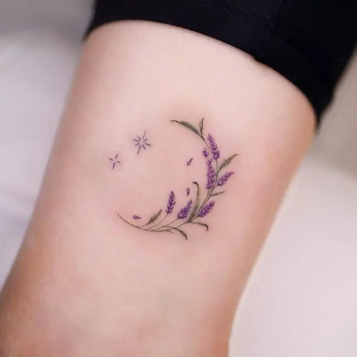 Charming lavender tattoo with whimsical elements