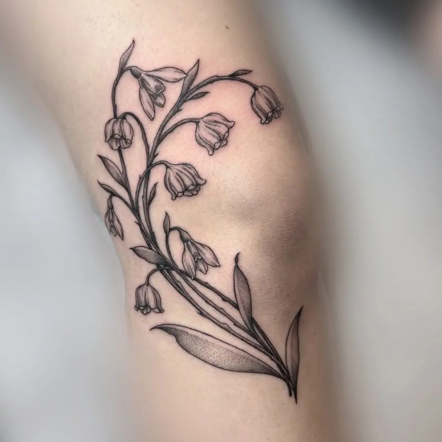 Elegant snowdrop tattoo with intricate details
