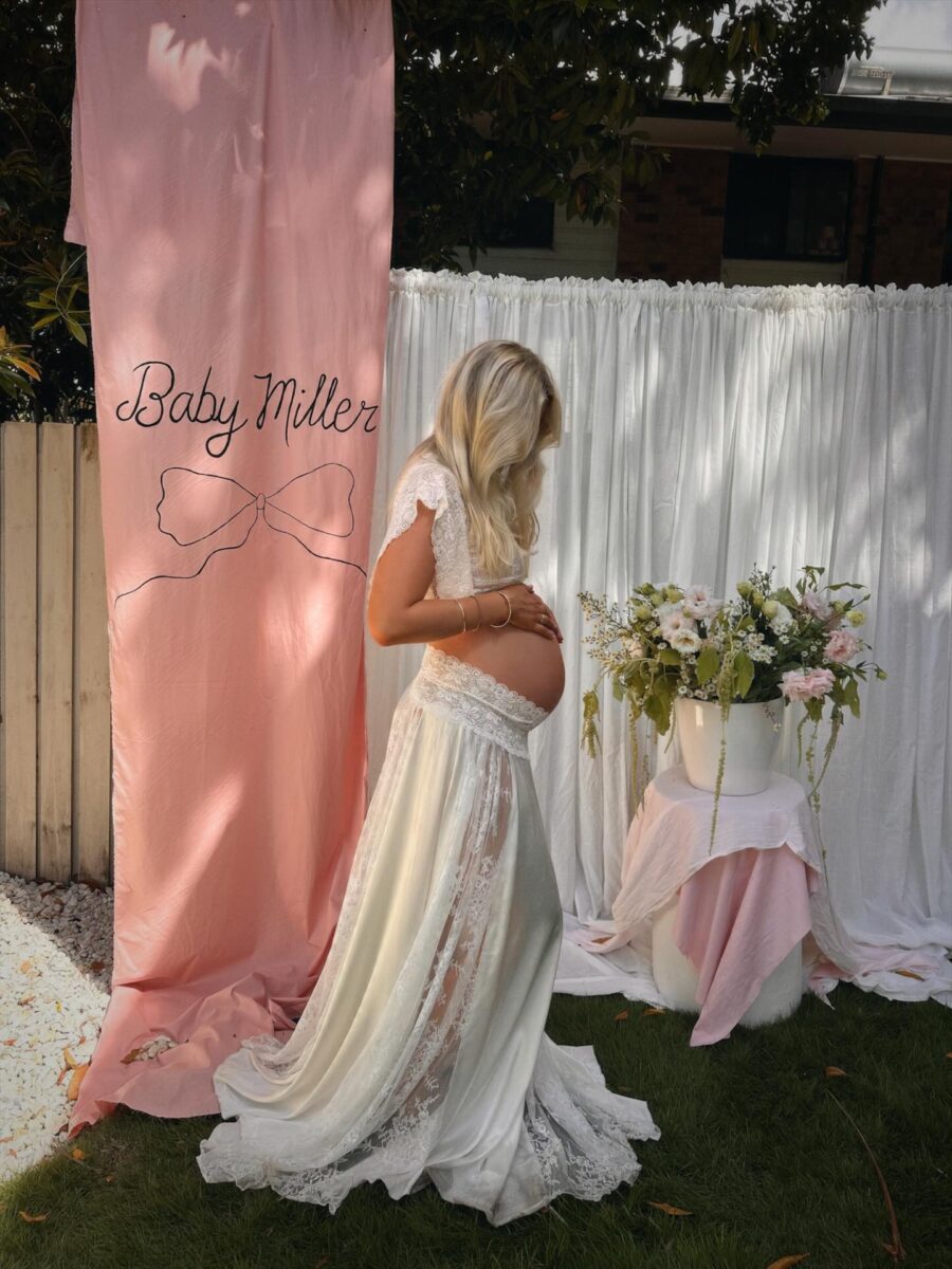 Elegant maternity dress for a baby shower