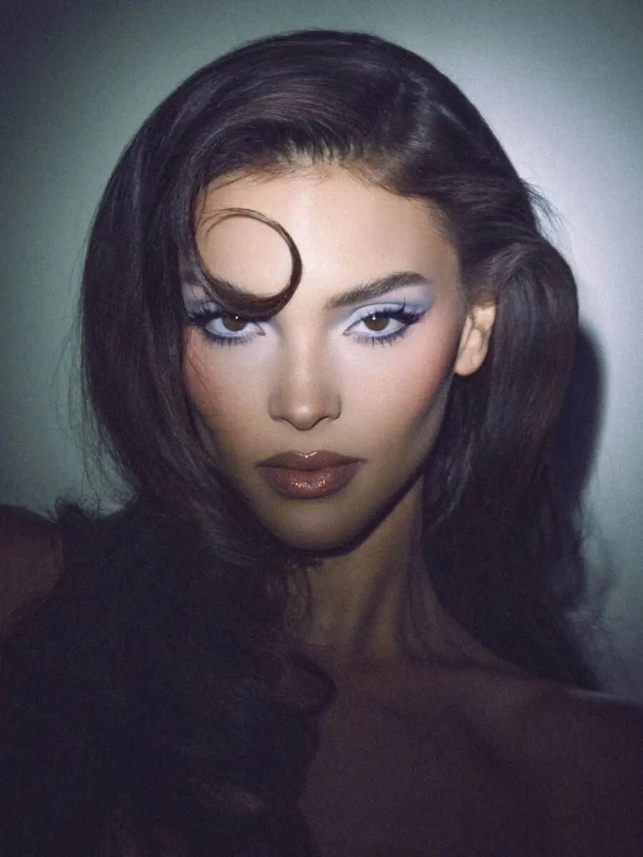 Soft glam with bold eye makeup and gloss