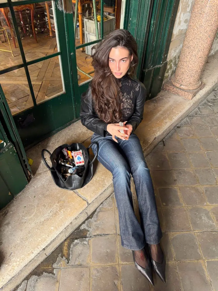 Chic Flare Jean Look with Leather Jacket