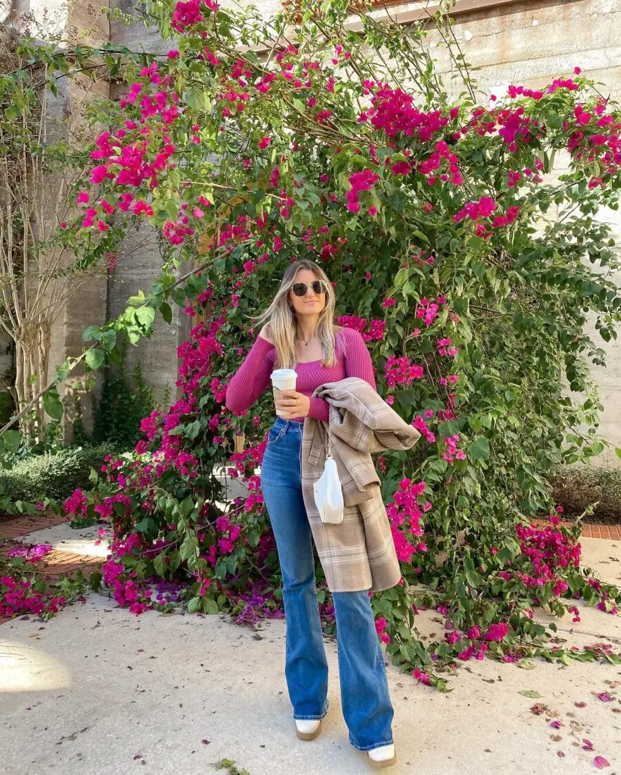 Chic Flare Jeans with a Pop of Color
