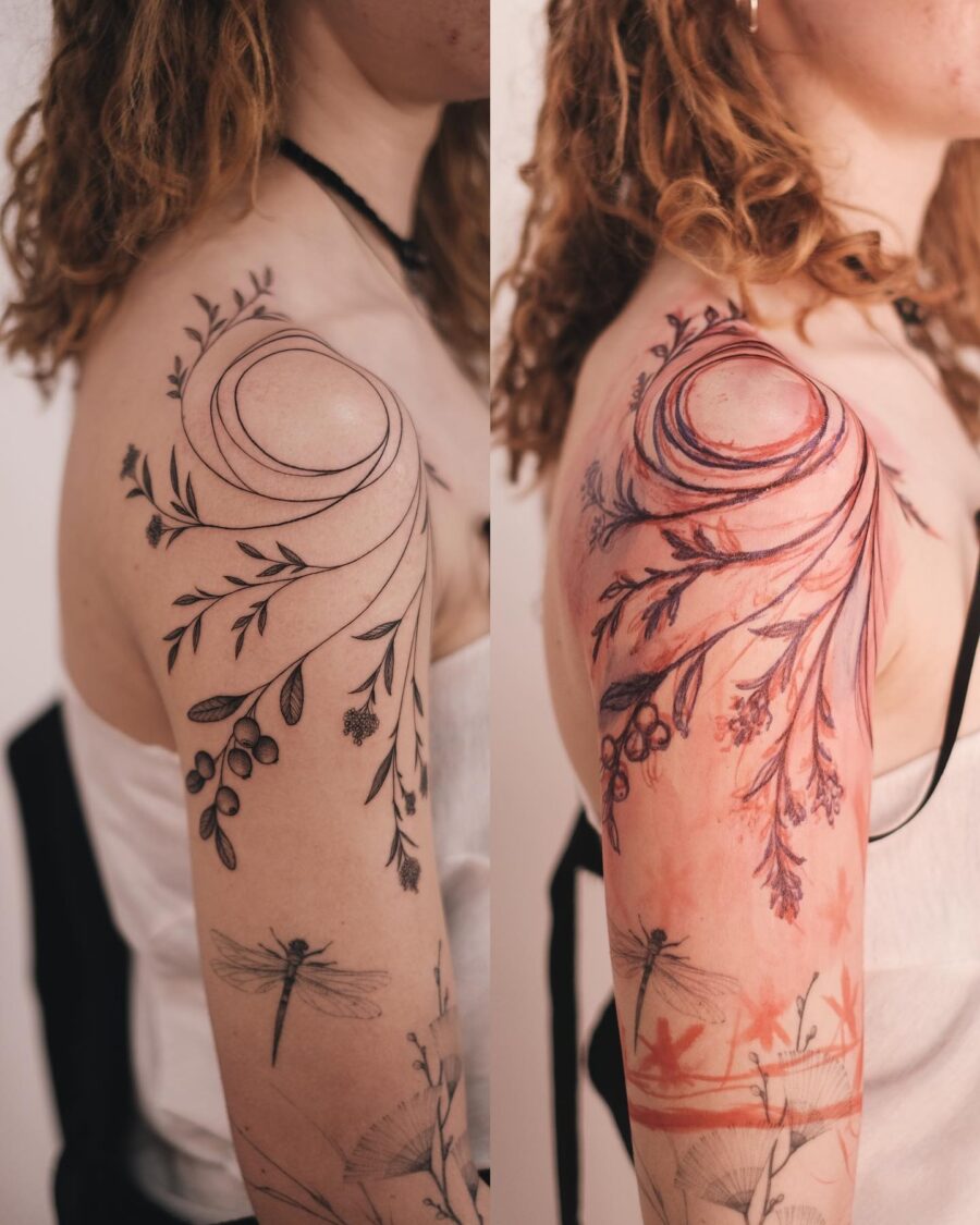 Elegant floral half sleeve tattoo inspiration