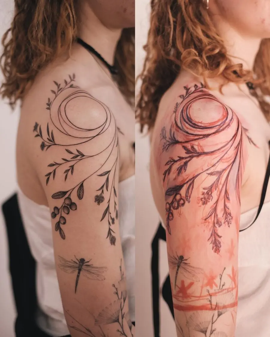 Elegant floral half sleeve tattoo inspiration