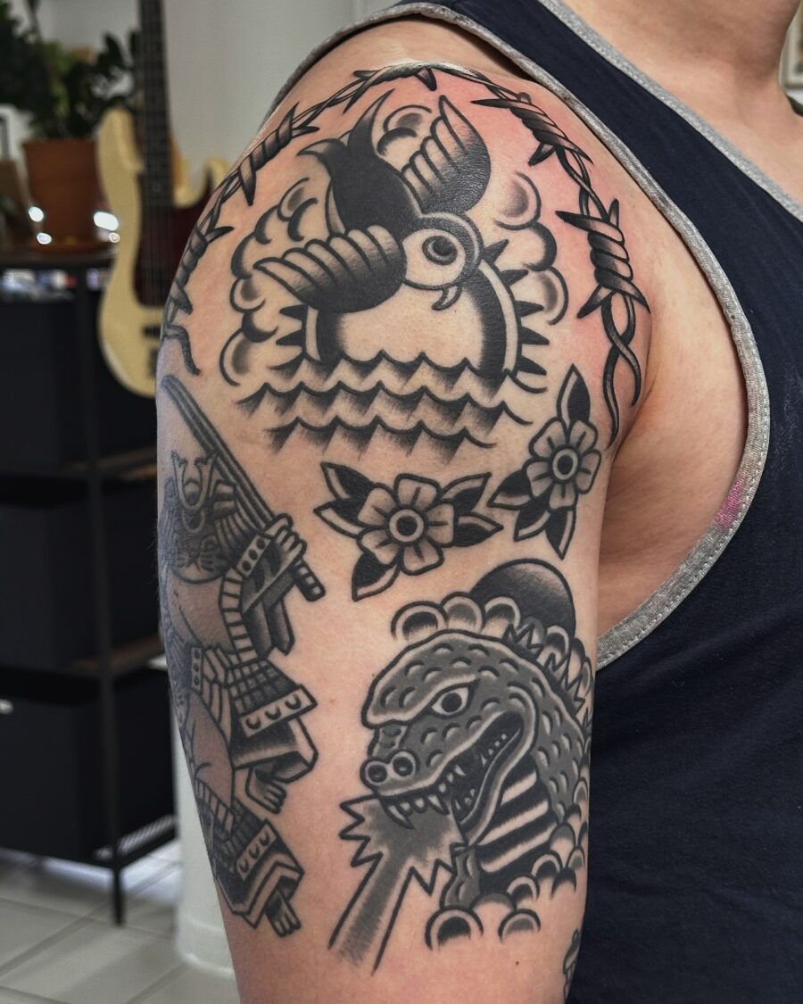Traditional Japanese-inspired half sleeve tattoo design