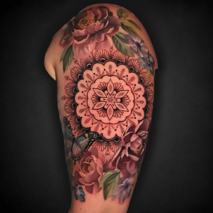 Intricate Floral Half Sleeve Tattoo Design