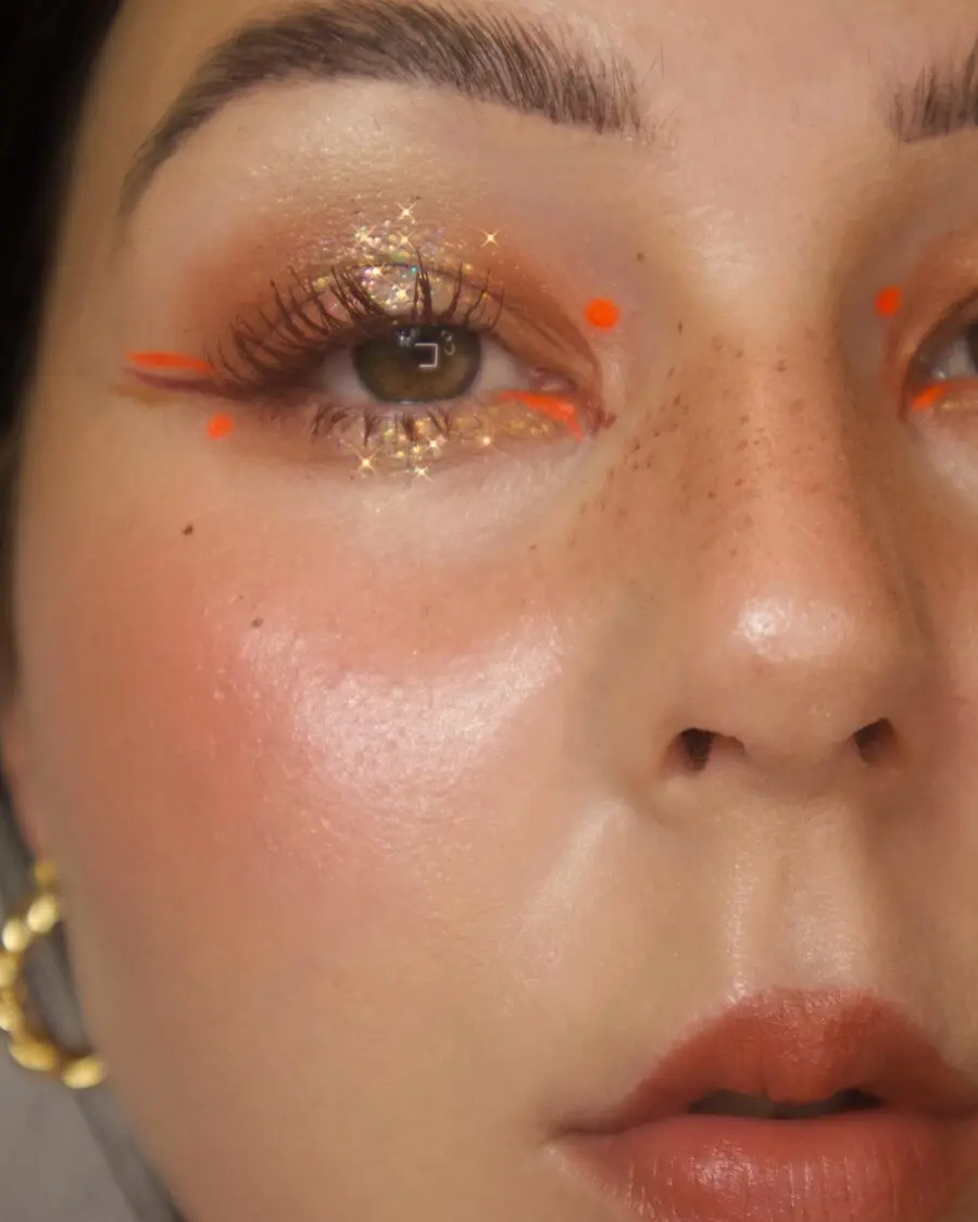 Vibrant Halo Eye with Glitter and Color Pops