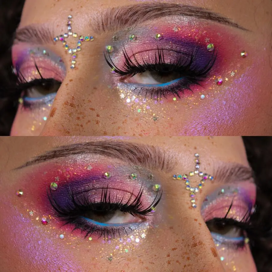 Vibrant halo eye with sparkling accents