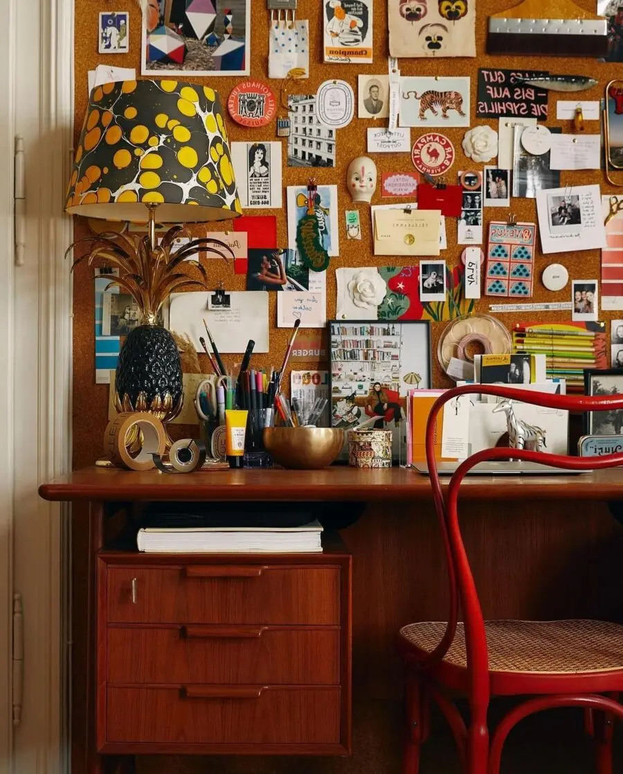 Vibrant and eclectic home office decor style