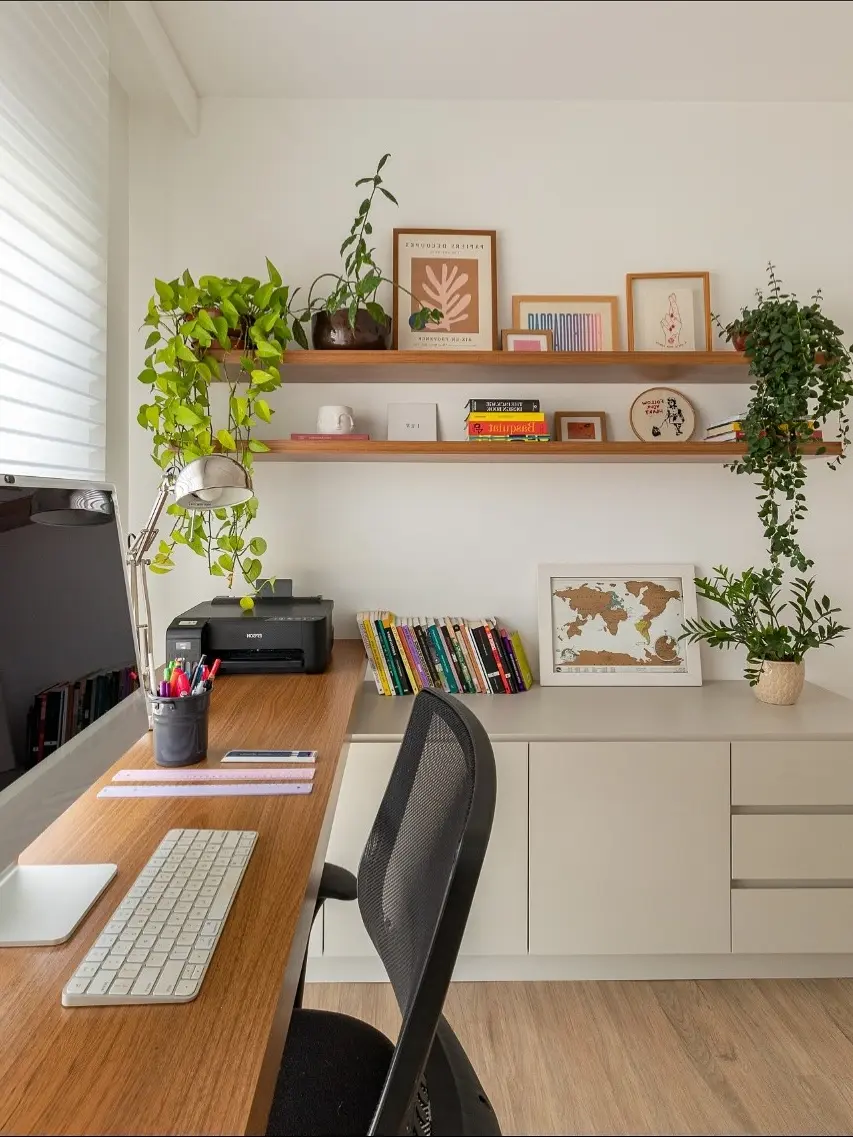 Stylish Modern Workspace with Greenery Accents