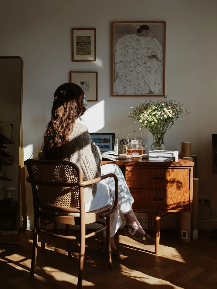 Elegant and cozy home office setup