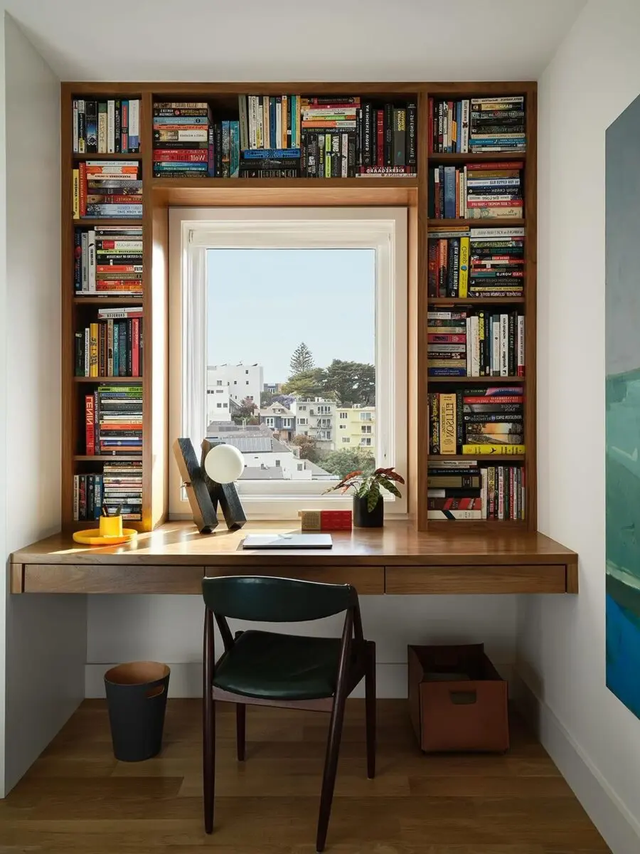 Inviting home office with a serene window view