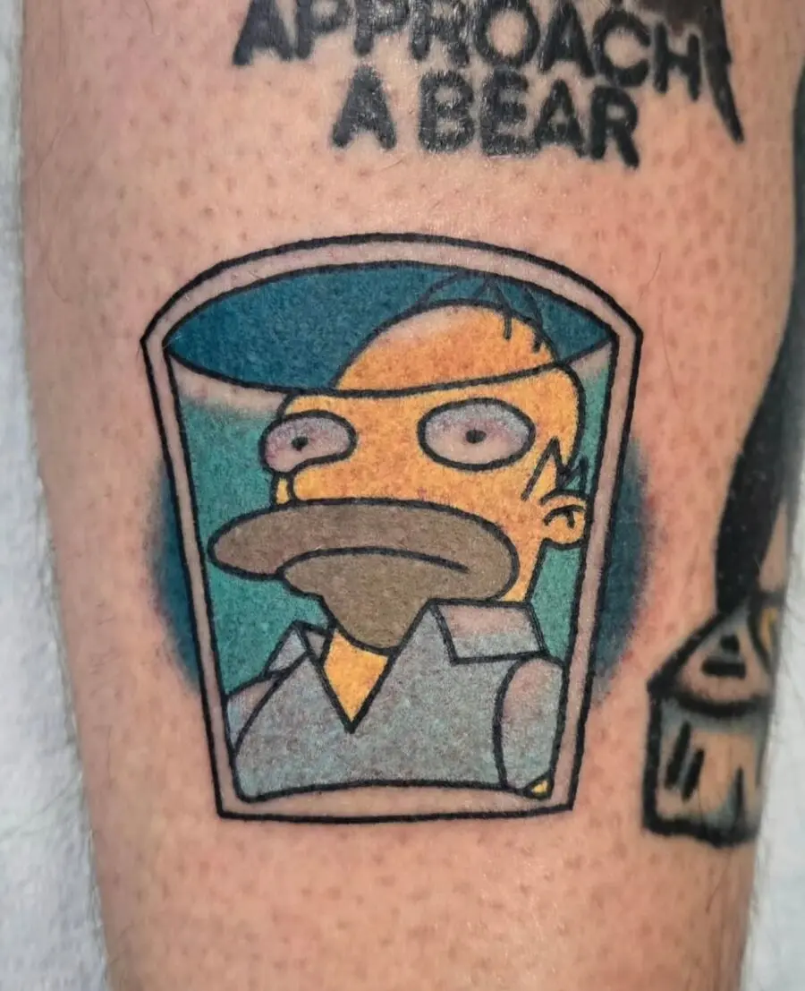 Whimsical Homer Simpson Tattoo Design Concept