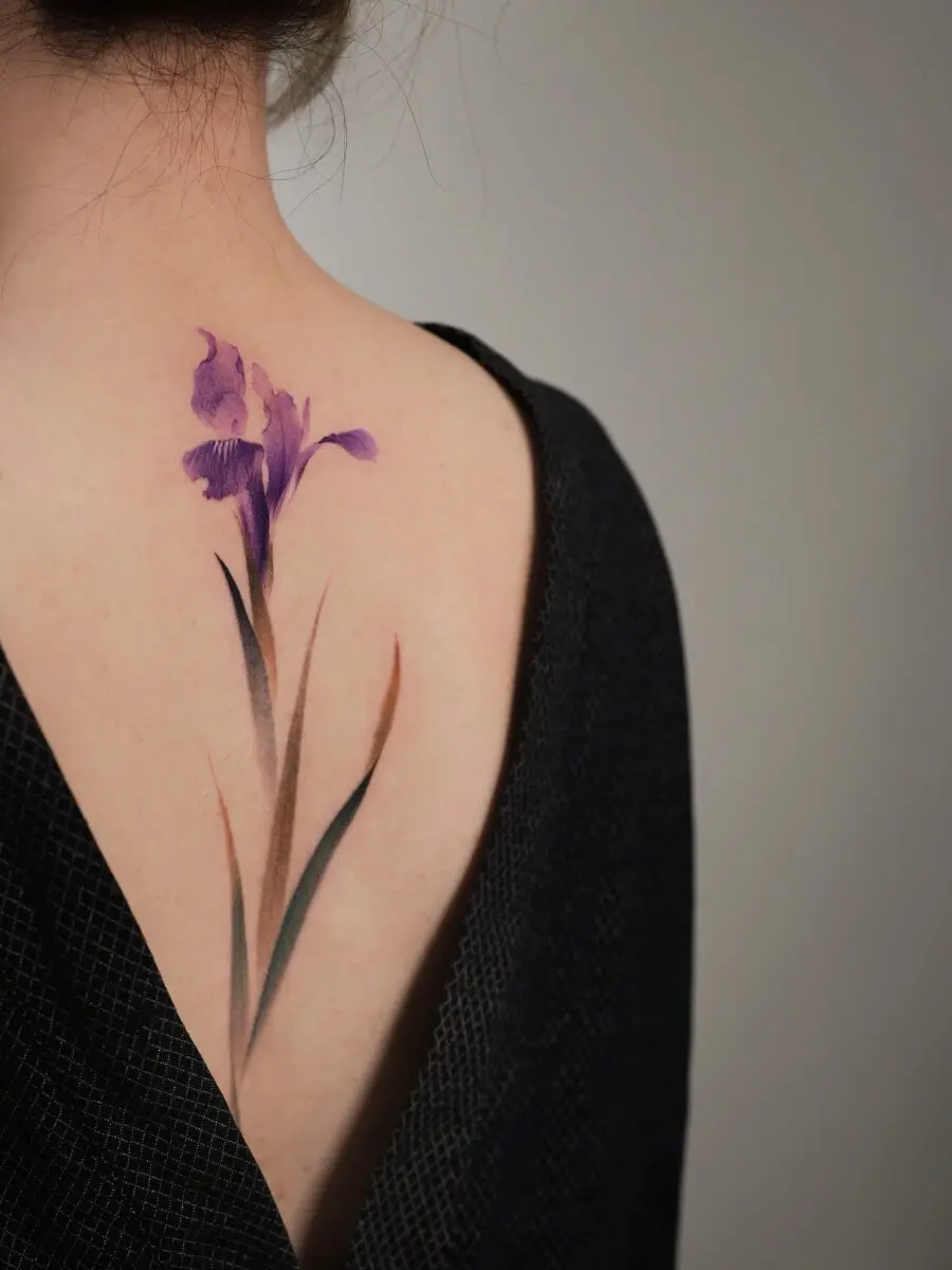 Stunning iris tattoo for flower enthusiasts