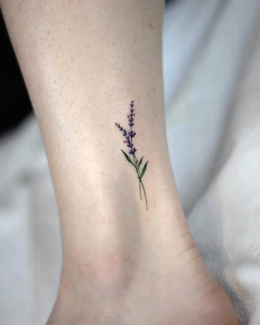 Delicate lavender tattoo brings instant serenity