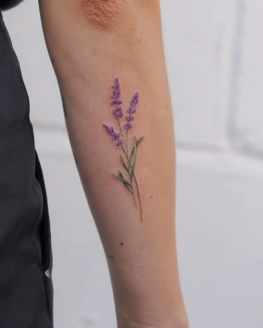 Elegant lavender tattoo showcasing nature's beauty