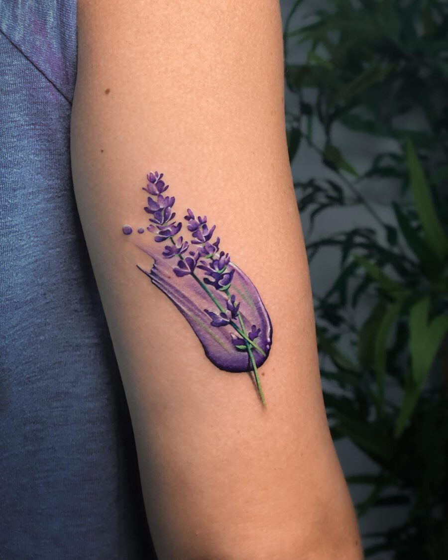 Stunning Lavender Tattoo with Artistic Flair