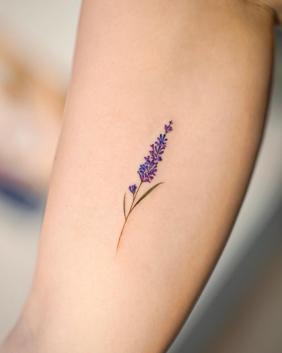 Elegant and simple lavender flower tattoo design