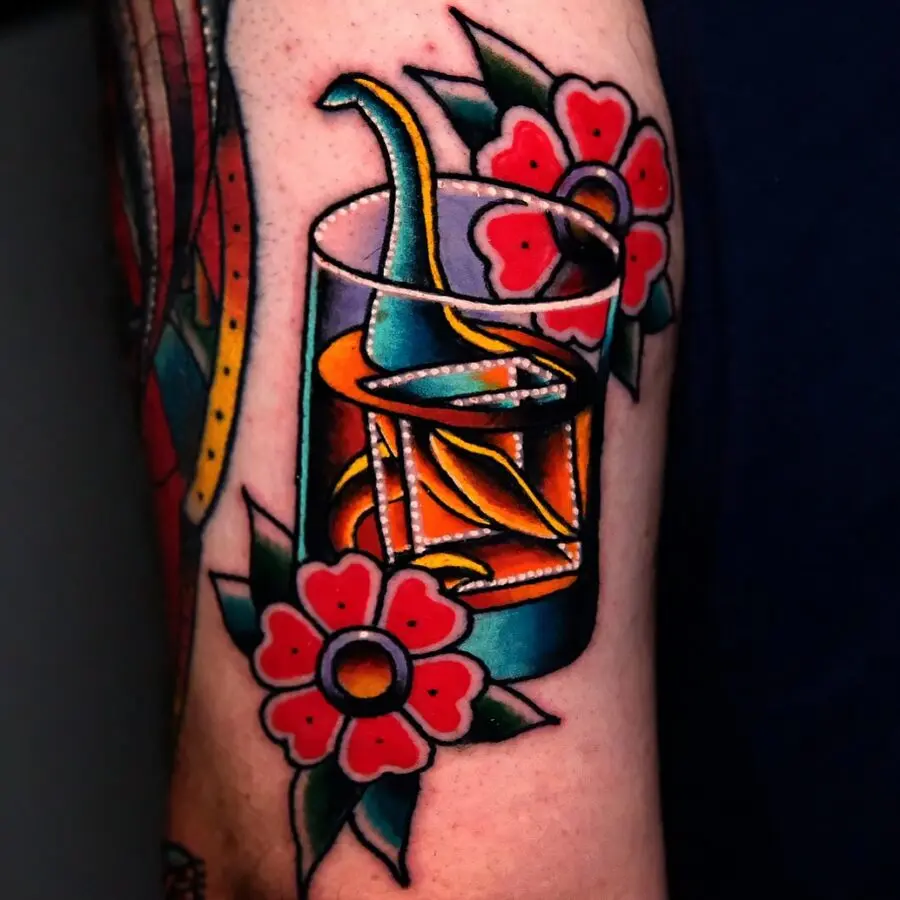 Vibrant Loch Ness Monster-inspired drink tattoo