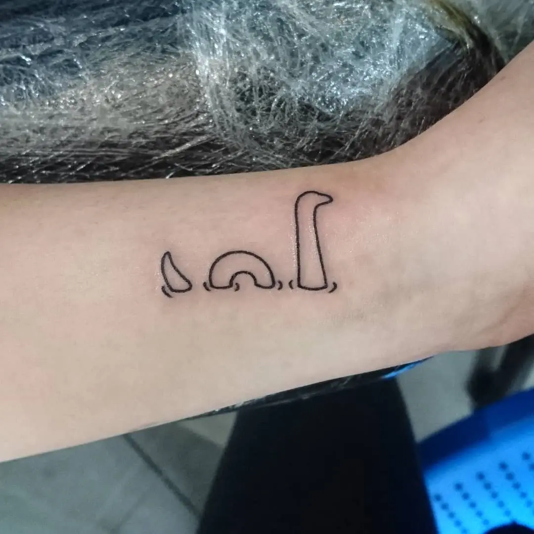 Minimalist Loch Ness Monster Tattoo Design