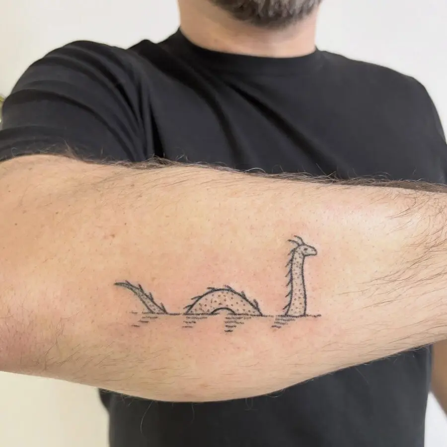 Minimalist Loch Ness Monster Tattoo Design