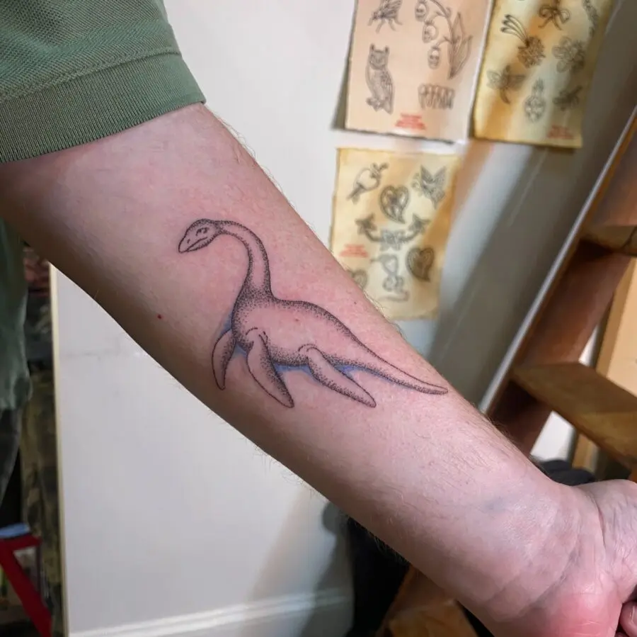 Minimalist Loch Ness Monster Tattoo Design
