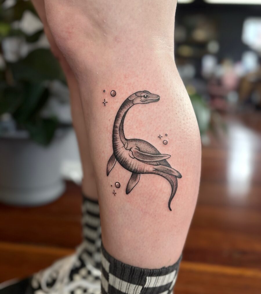 Stylish Loch Ness Monster Tattoo in Black Ink