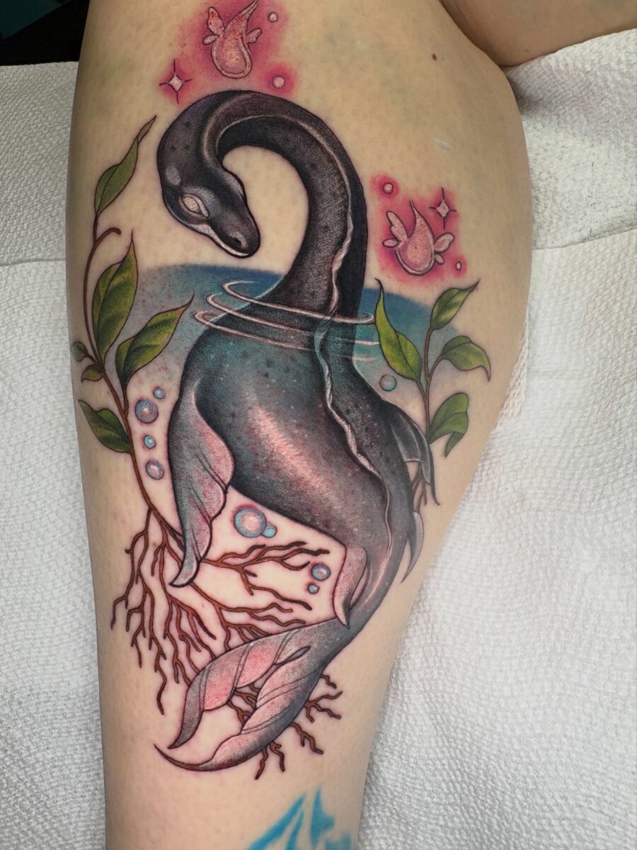 Artistic Representation of the Loch Ness Monster Tattoo