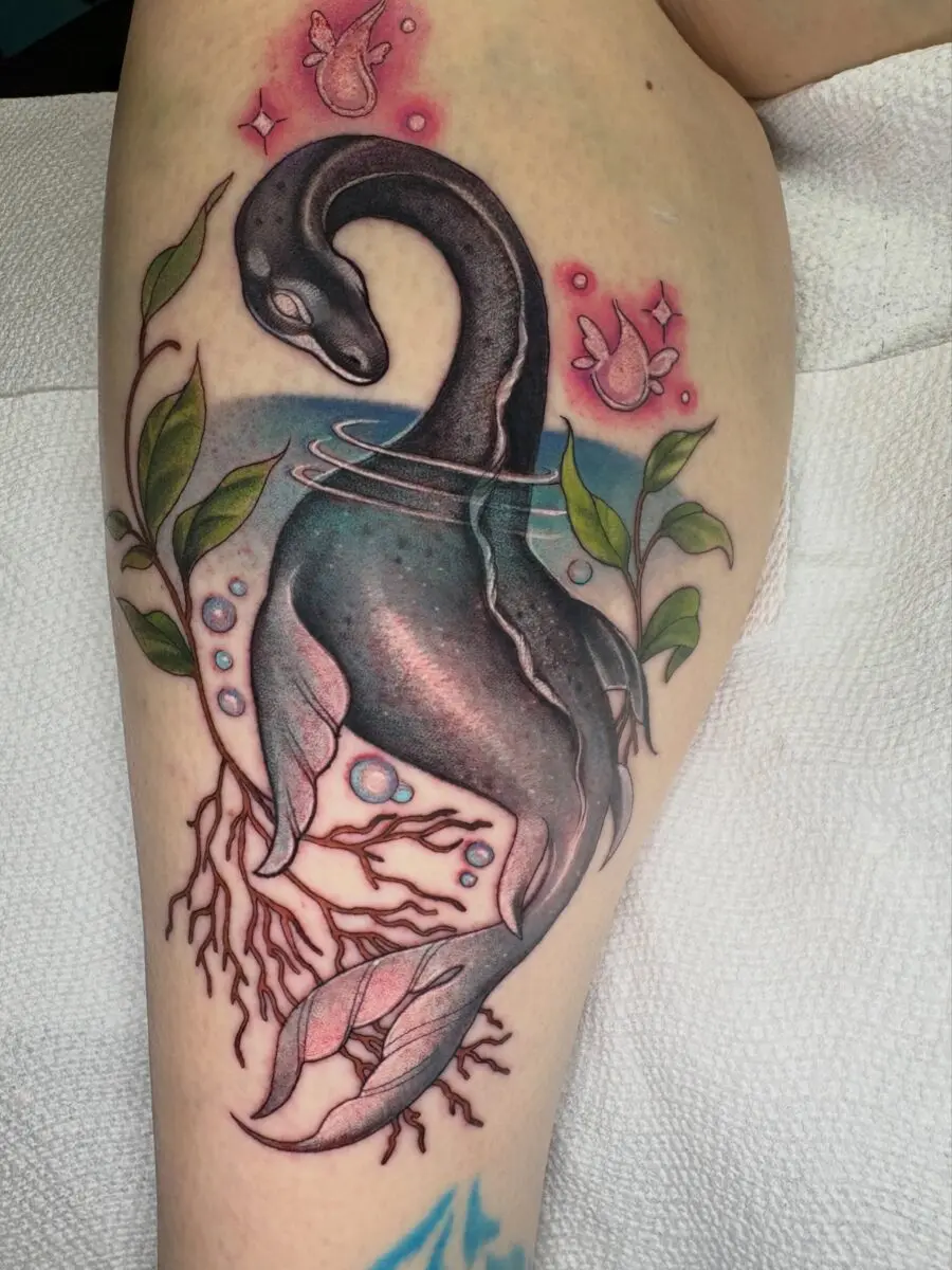 Artistic Representation of the Loch Ness Monster Tattoo