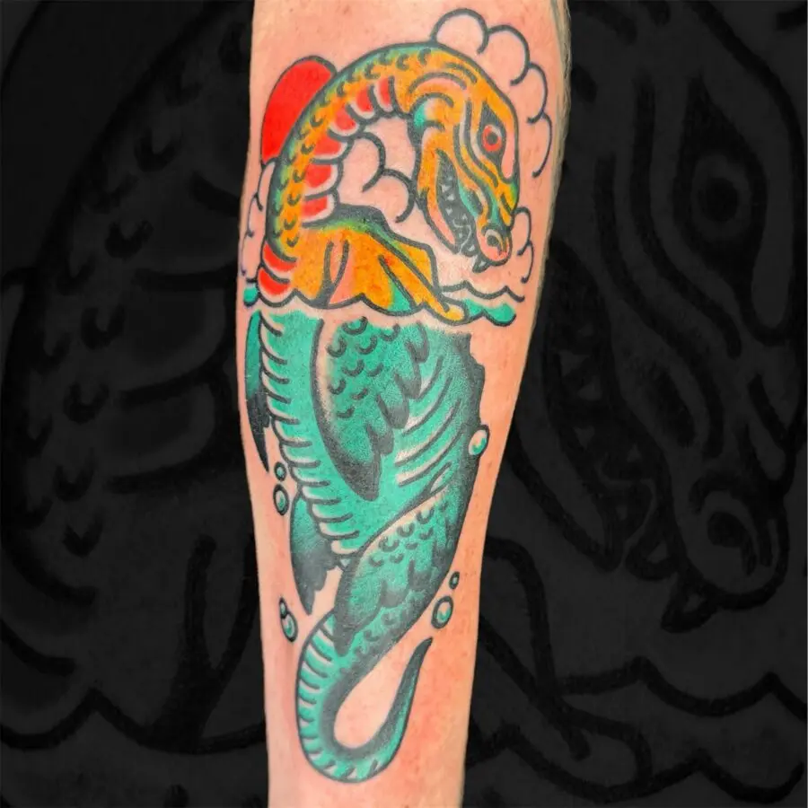 Vibrant Loch Ness Monster Tattoo Design