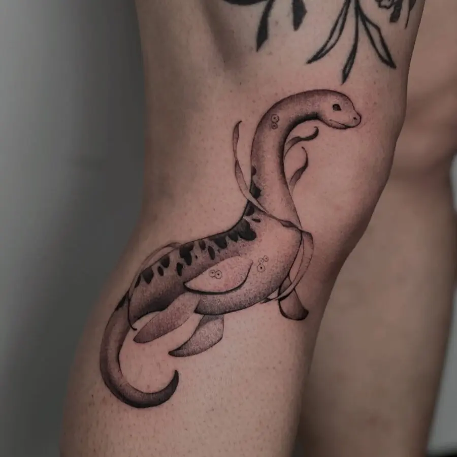 Whimsical Loch Ness Monster Tattoo Design