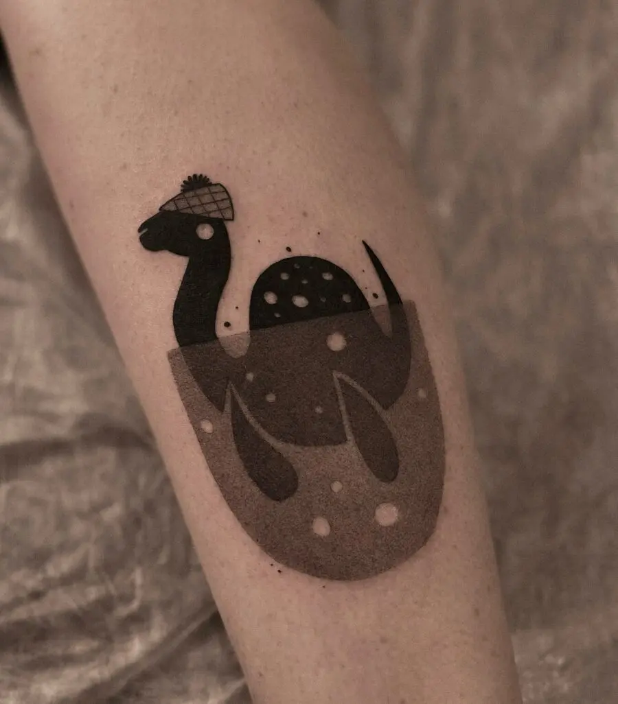Whimsical Loch Ness Monster Tattoo Design