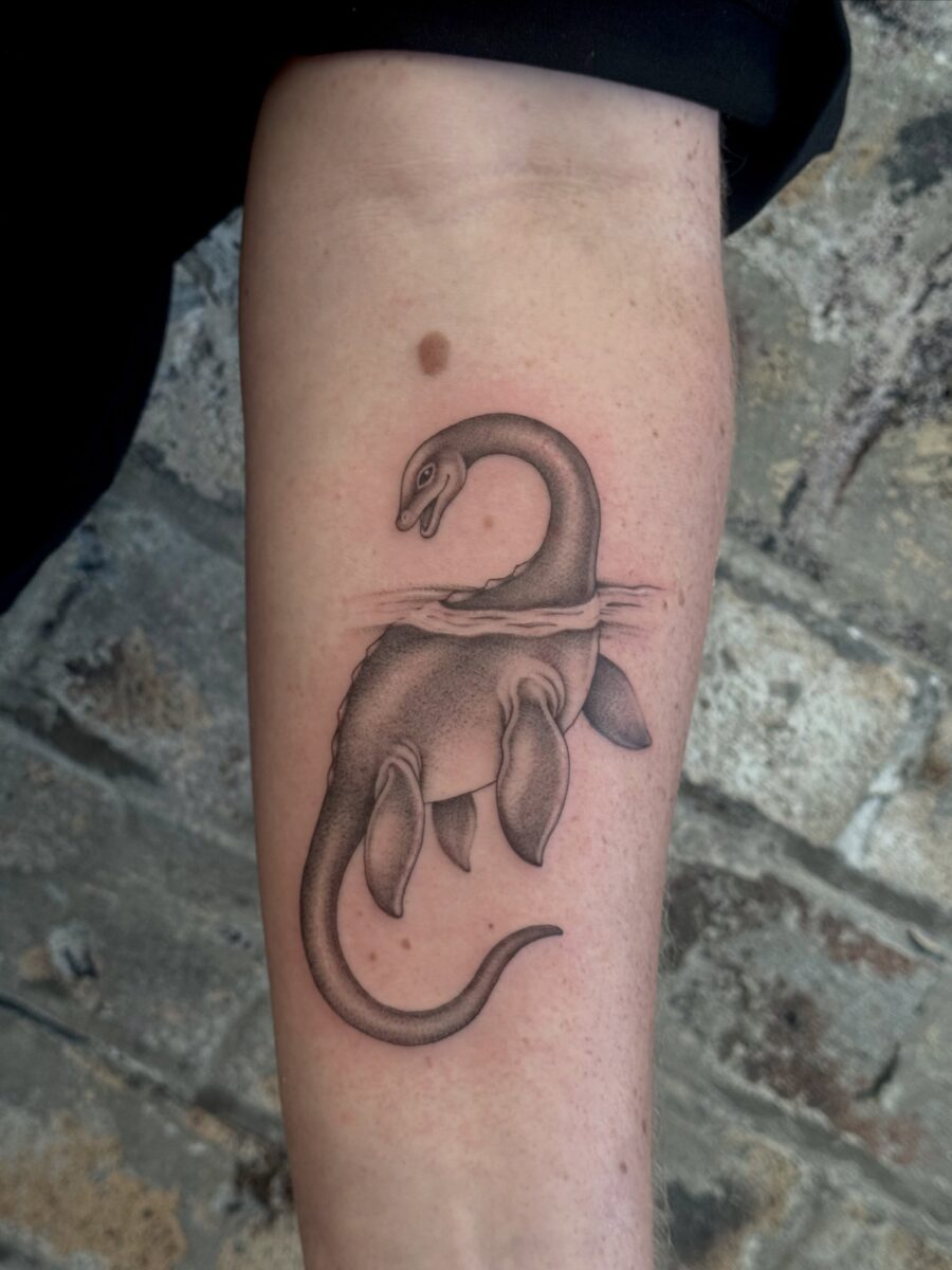 Realistic Loch Ness Monster Inked on Skin