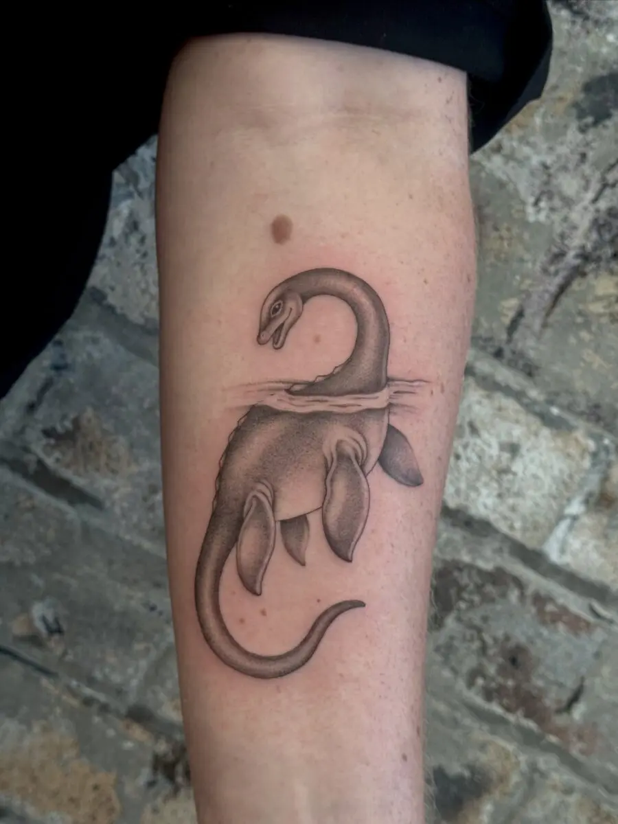 Realistic Loch Ness Monster Inked on Skin