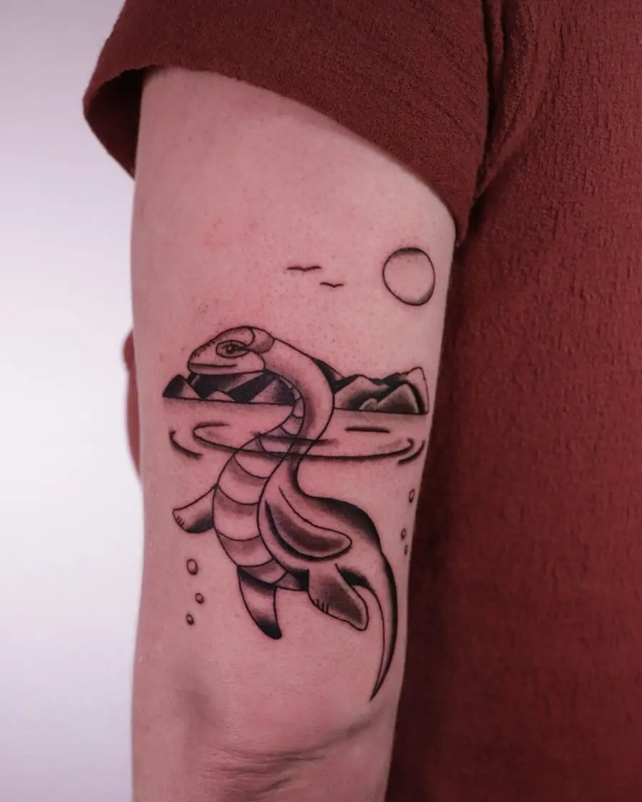 Artistic interpretation of the Loch Ness Monster tattoo.