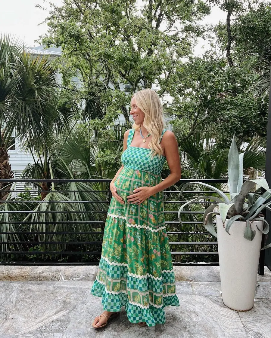 Charming Green Maternity Dress for Baby Shower